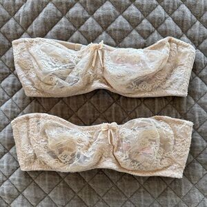Dobreva Two Lace Strapless Cream Underwire Bra’s, Sz. 32B-Bra’s Priced Each.